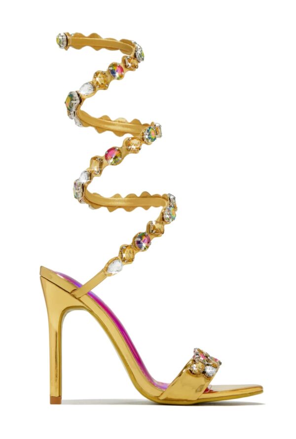 heiress gold embellished around the ankle coil heels 1