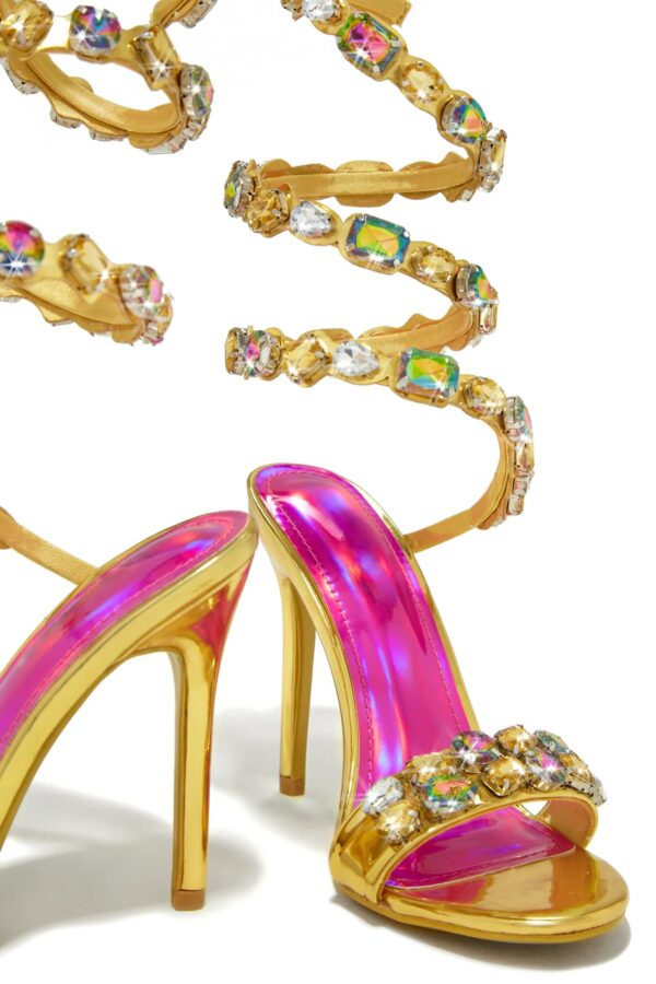 heiress gold embellished around the ankle coil heels 3