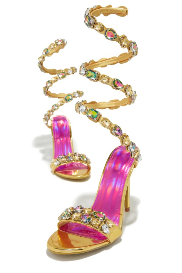 heiress gold embellished around the ankle coil heels 4