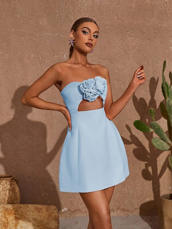 kinsley strapless cutout mini dress in blue 4