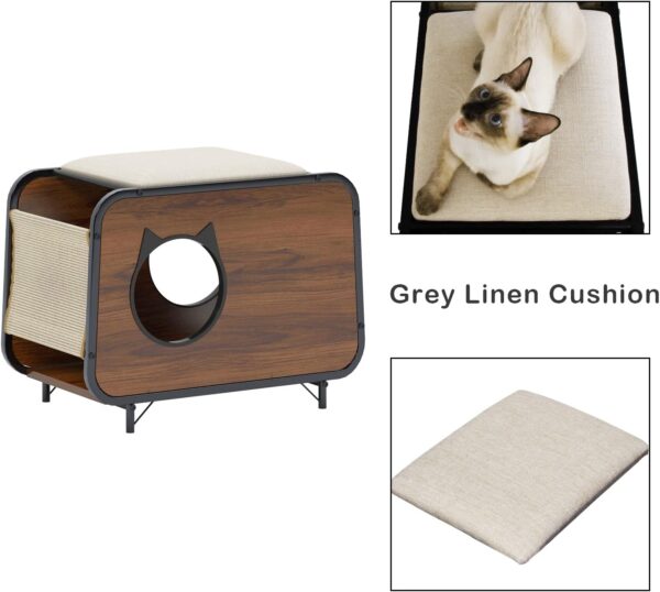 litter box enclosure cat house with 2 scratching cloth 4
