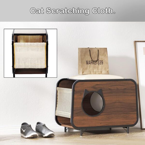 litter box enclosure cat house with 2 scratching cloth 6