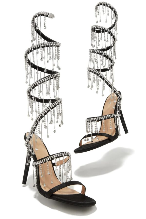 mariah embellished around the ankle coil heels black 2