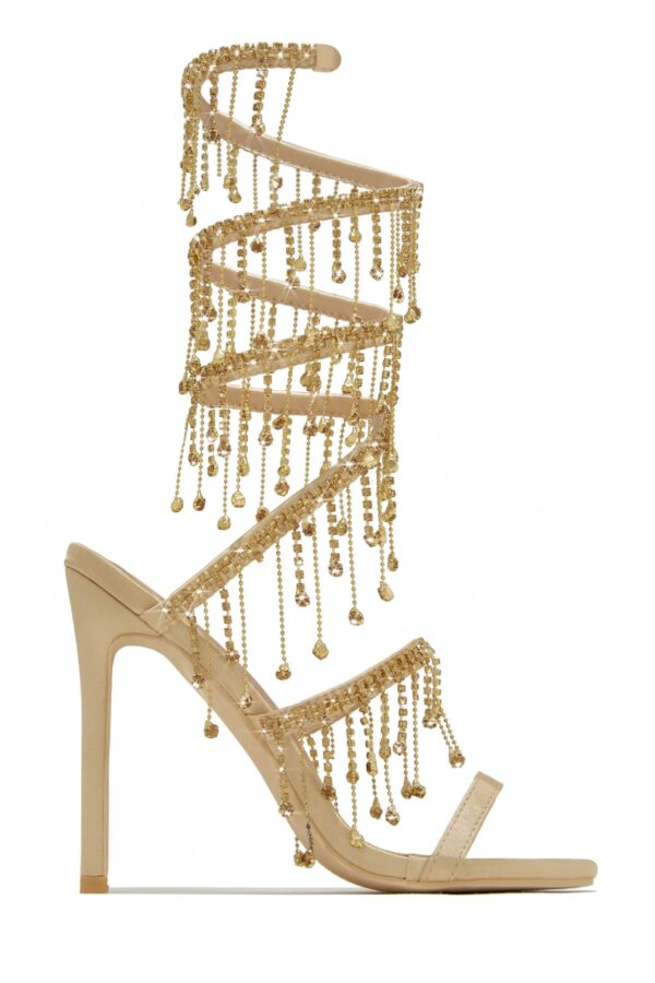 mariah embellished around the ankle coil heels gold 2