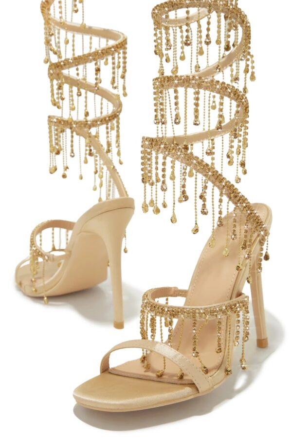 mariah embellished around the ankle coil heels gold 3