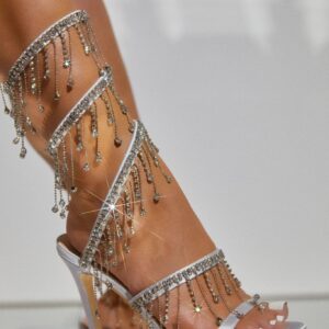 mariah embellished around the ankle coil heels – silver 1