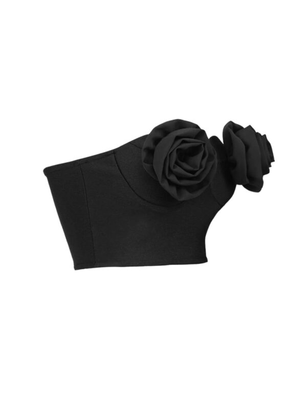 nissa strapless flower bandage top in black 6