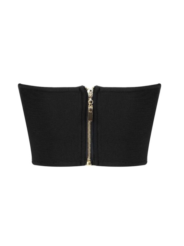 nissa strapless flower bandage top in black 7