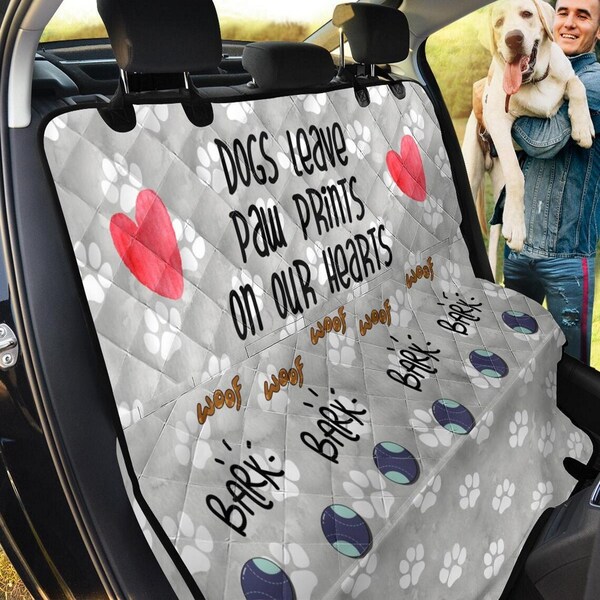 paw print heart car pet seat cover 4