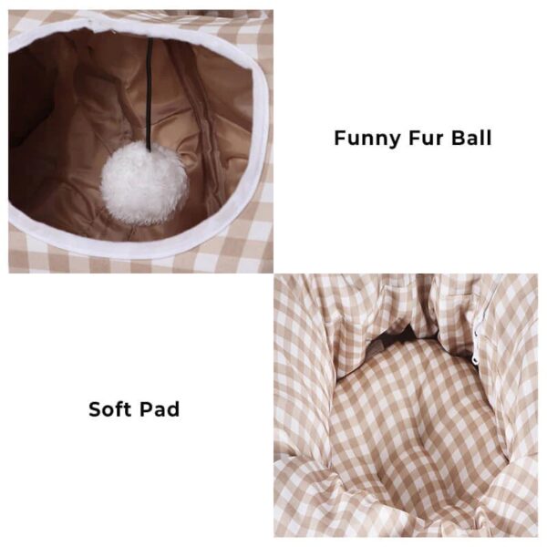 plaid foldable play channel cat tunnel bed 5