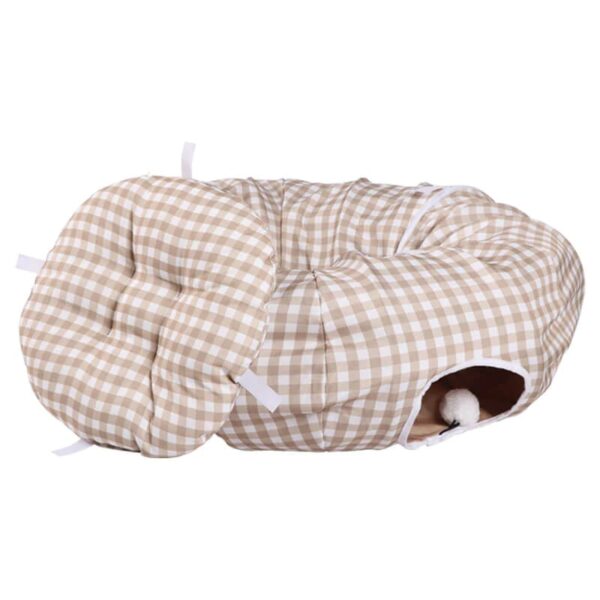 plaid foldable play channel cat tunnel bed 6