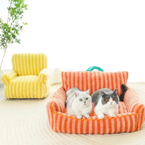 striped furry pet sofa cat soft bed 2