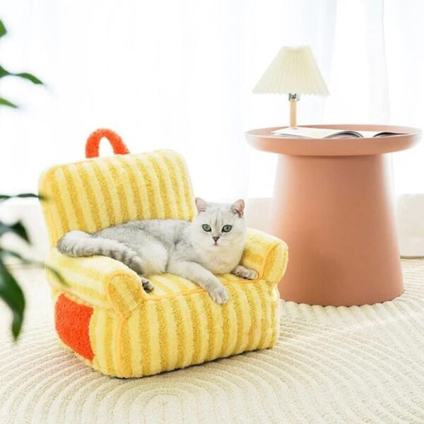 striped furry pet sofa cat soft bed 3