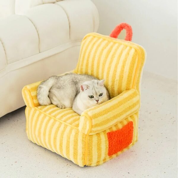 striped furry pet sofa cat soft bed 6