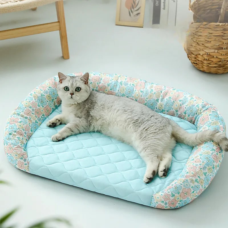 summer floral pattern cooling pet bed 1