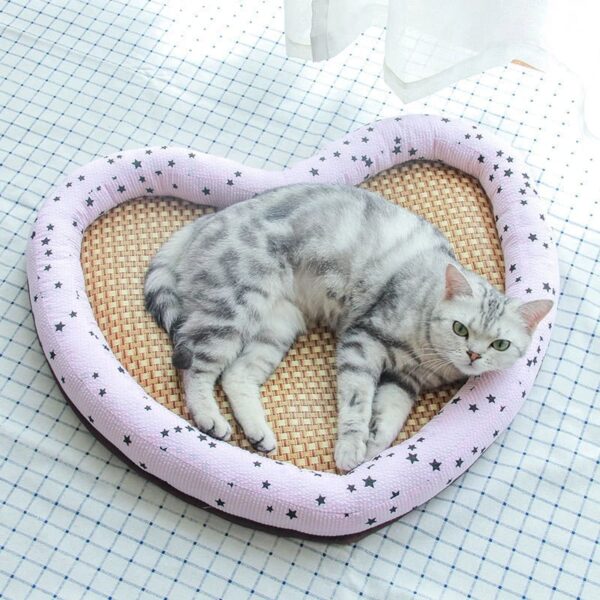 summer heart shape rattan pet cooling bed 2