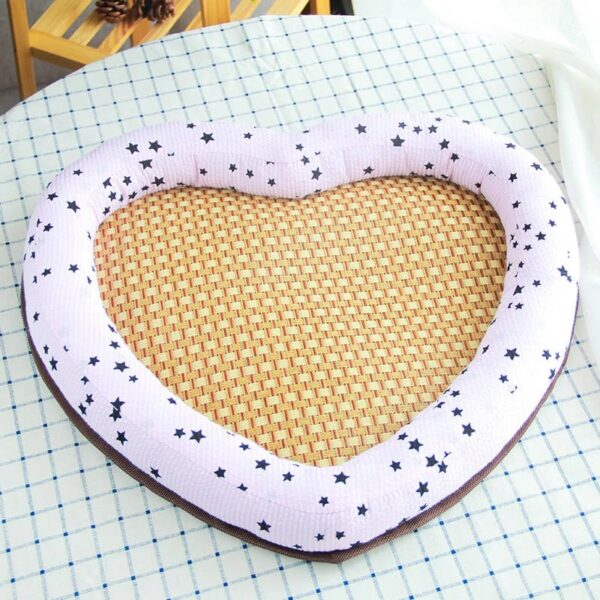 summer heart shape rattan pet cooling bed 4