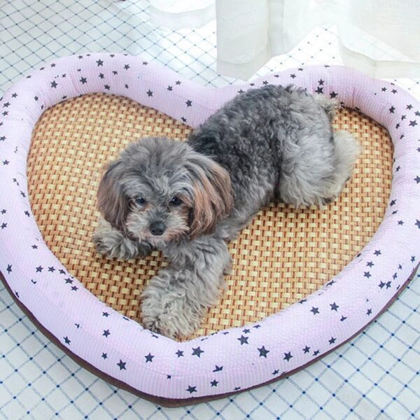 summer heart shape rattan pet cooling bed 7