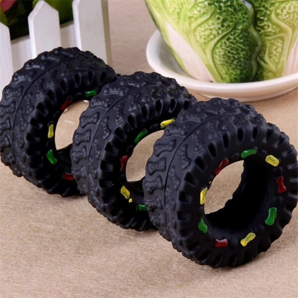 tire shape dog squeak sound chew toy 4
