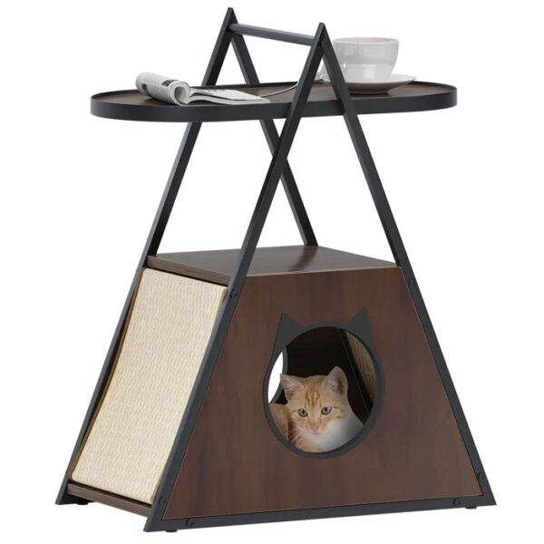 triangle cat house with scratcher 3