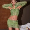 arlo sequin hollow skirt set in green 1