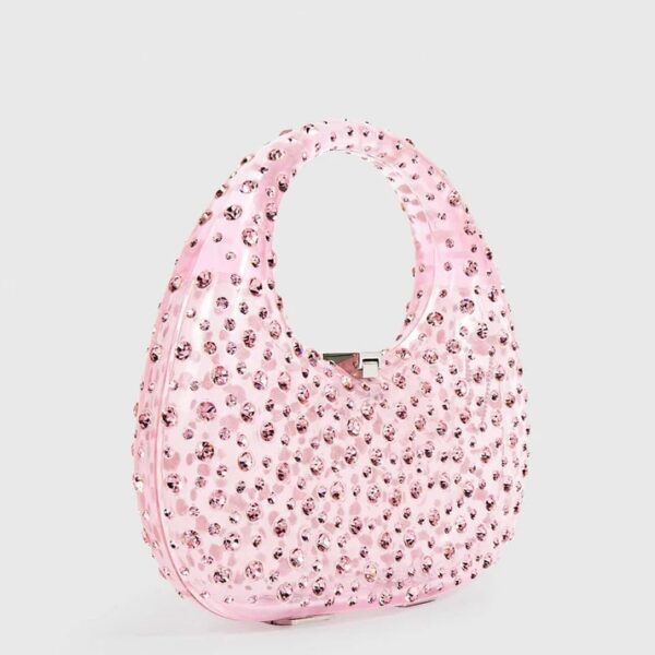 asher clear embellished bag in pink 4