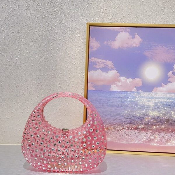asher clear embellished bag in pink 6