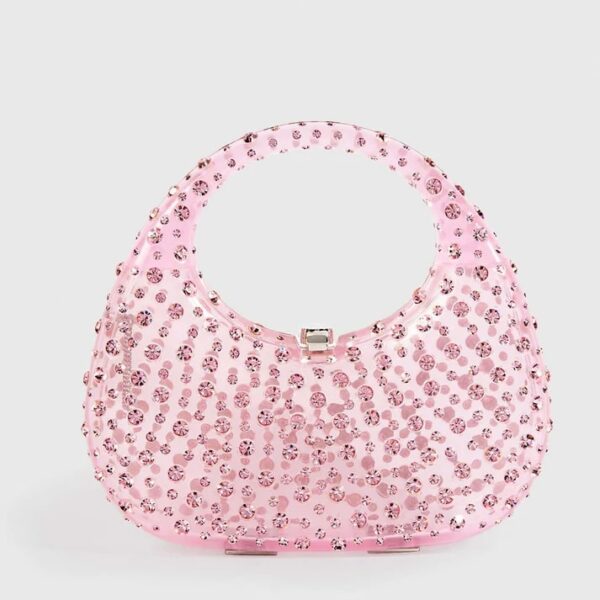 asher clear embellished bag in pink 7