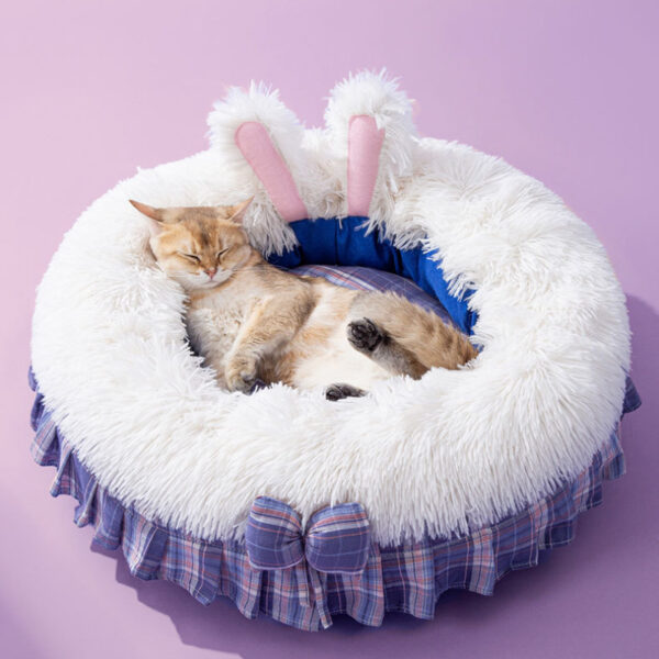 bunny ears warm fluffy removable cat bed 2
