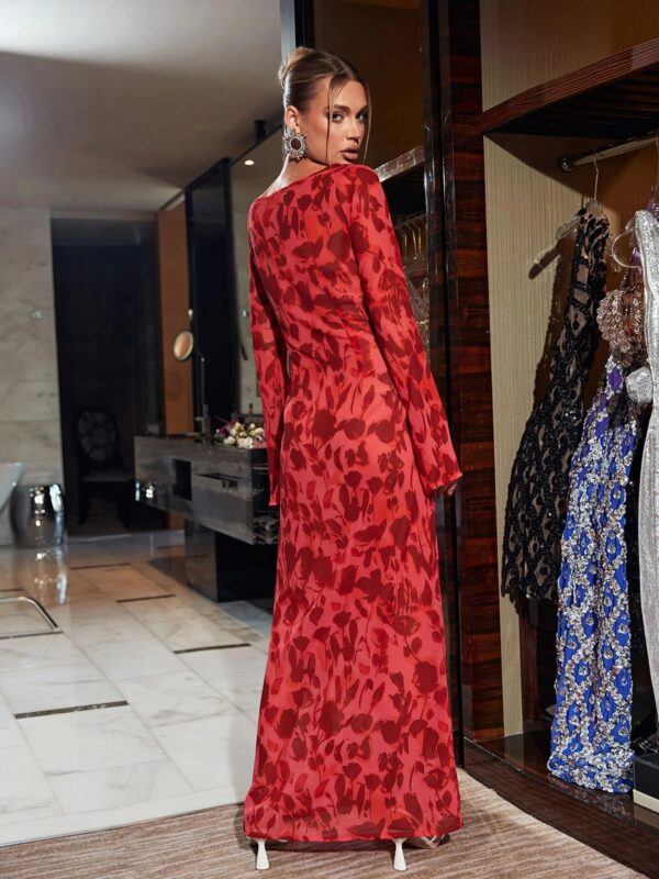 cecily long sleeve rose printed maxi dress 5