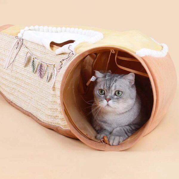 collapsible cat play tunnel bed 2