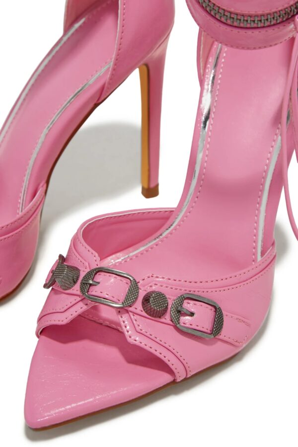 danni ankle strap pointed toe high heels in pink 3