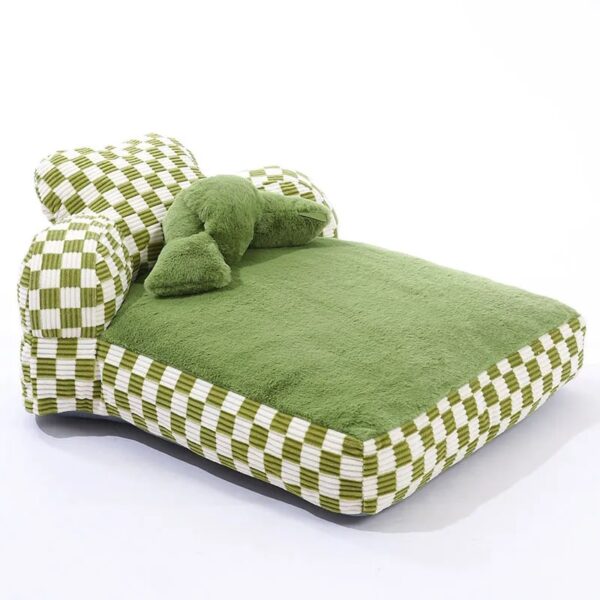 full backrest chequerboard plush dog & cat sofa bed 2