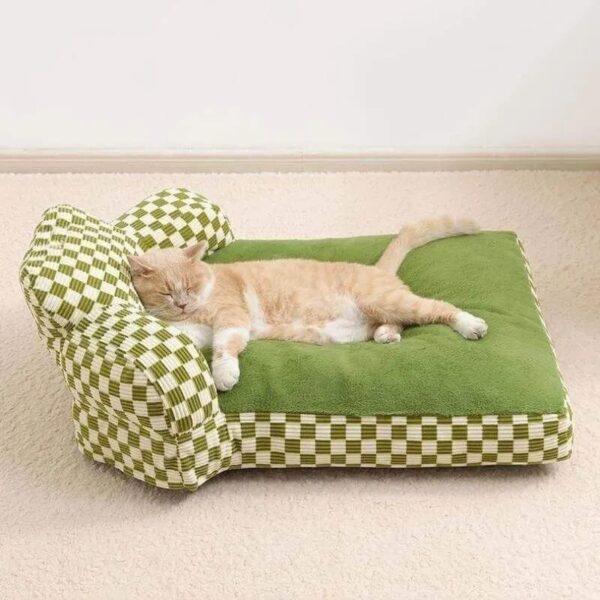 full backrest chequerboard plush dog & cat sofa bed 3