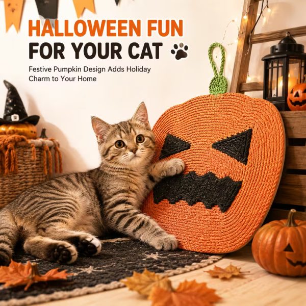 halloween pumpkin cat scratcher mat 12
