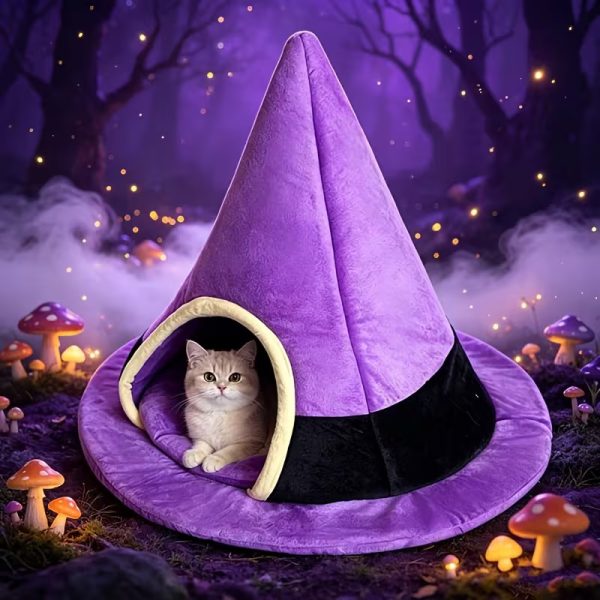 halloween witch hat shape foldable pet house 16