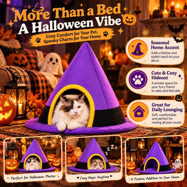 halloween witch hat shape foldable pet house 22