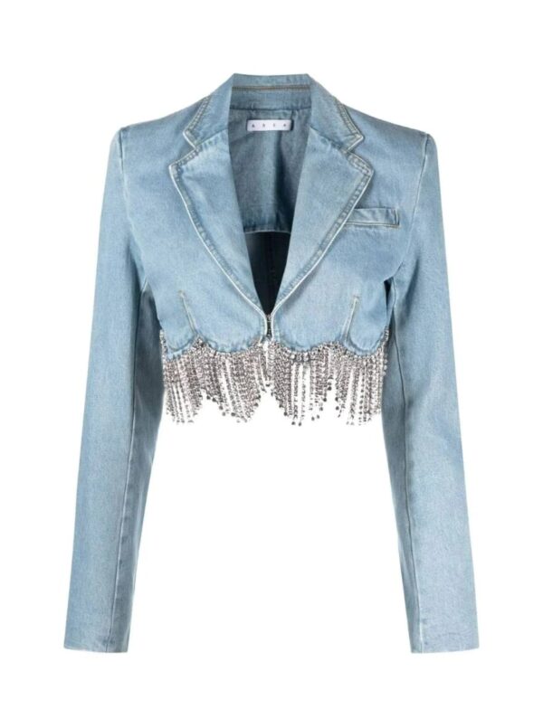 kahlil denim chain fringe blazer 7
