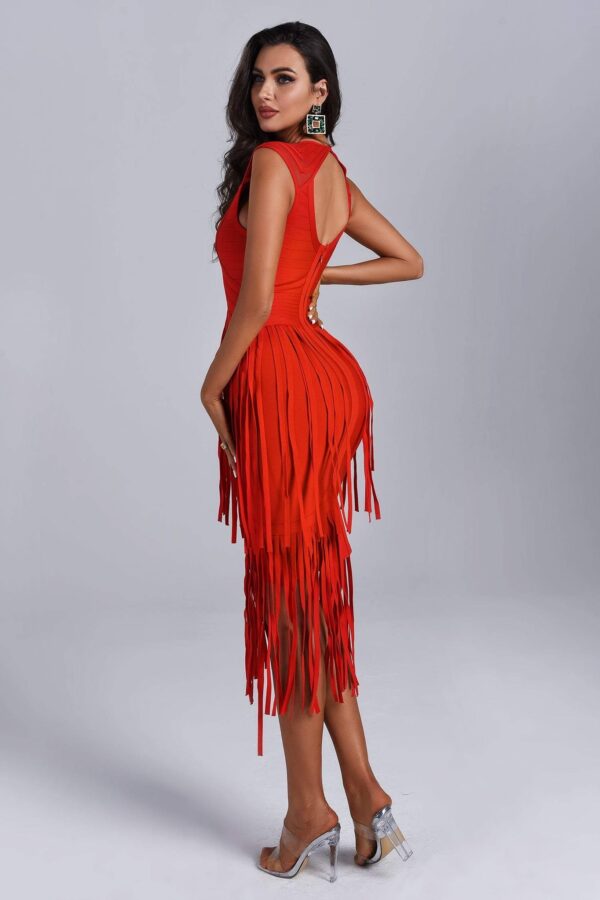monique fringe red midi bandage dress 5