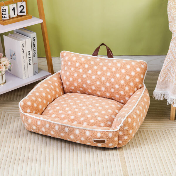 portable dot pattern pet sofa bed (khaki)