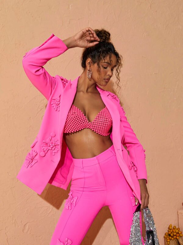 ravenna pearl bustier top in hot pink 4
