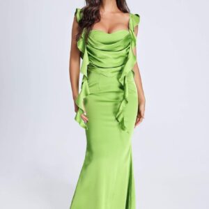 shondelle ruffle satin dress 1
