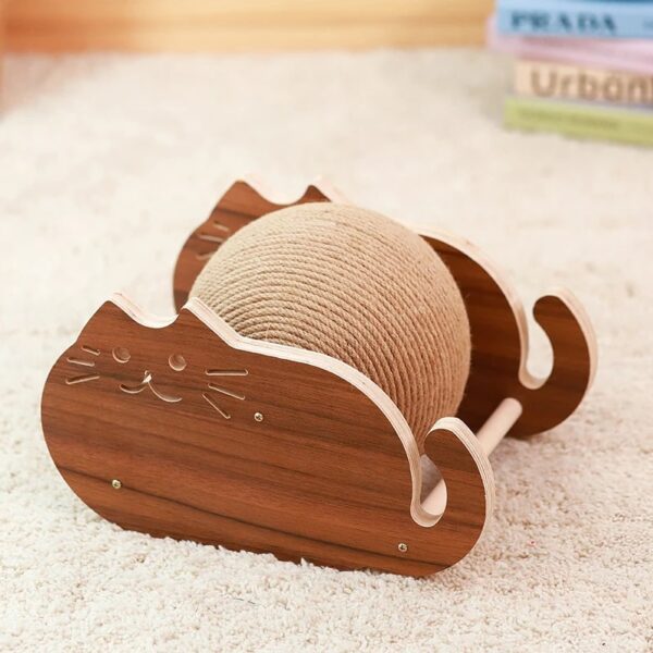 wooden cat shape sisal ball cat scratcher 2