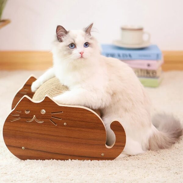 wooden cat shape sisal ball cat scratcher 7 7