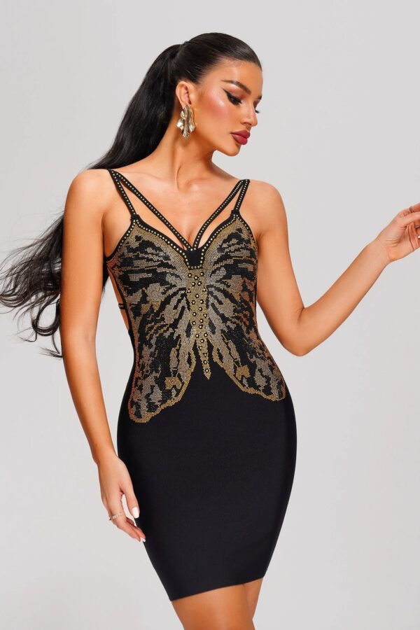 yurio butterfly mini bandage dress black 2