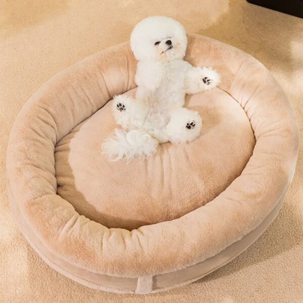 anti anxiety oval warm plush dog bed 2