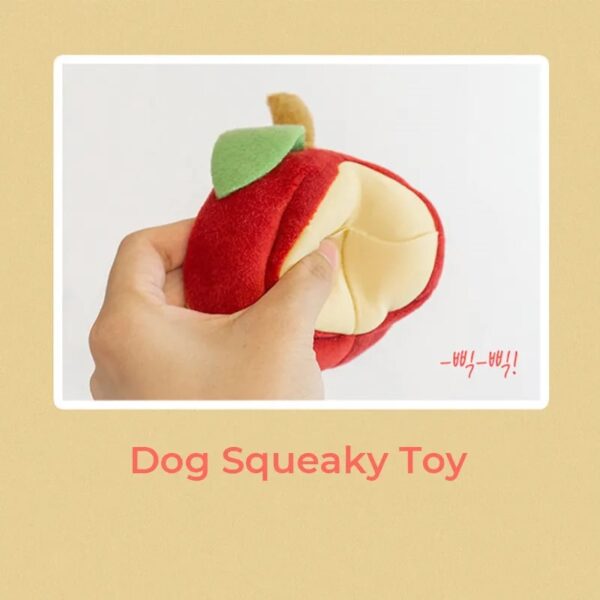 apple shape hidden food squeaky dog toy 4