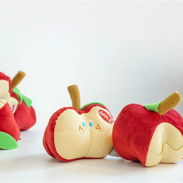 apple shape hidden food squeaky dog toy 7