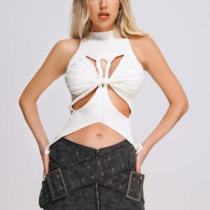 casimera knitted cutout vest white 1