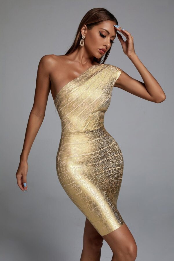 lika metallic mini cocktail dress – gold 2